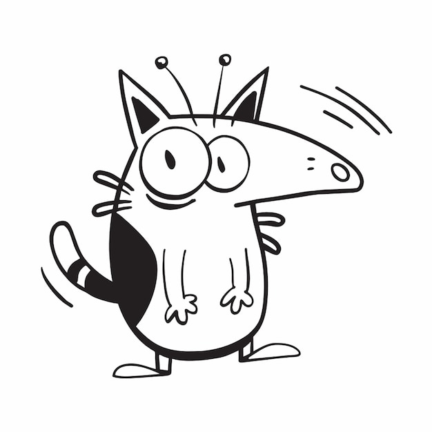 a cartoon cat with a black and white face and a cartoon image of a cat with a big nose