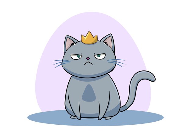 Vector a cartoon cat with a crown on its head