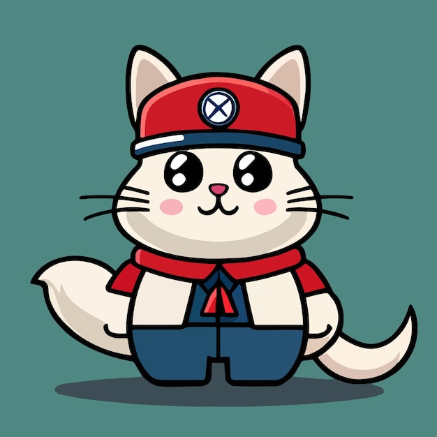 A cartoon cat with a hat that says super hero on it.