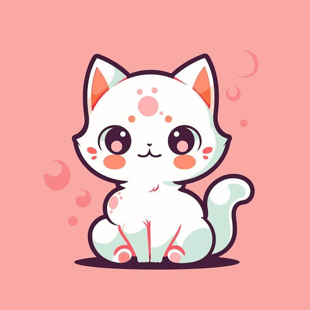 A cartoon cat with a pink background.