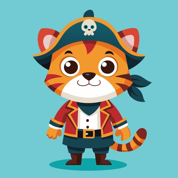 a cartoon cat with a pirate hat and pirate outfit