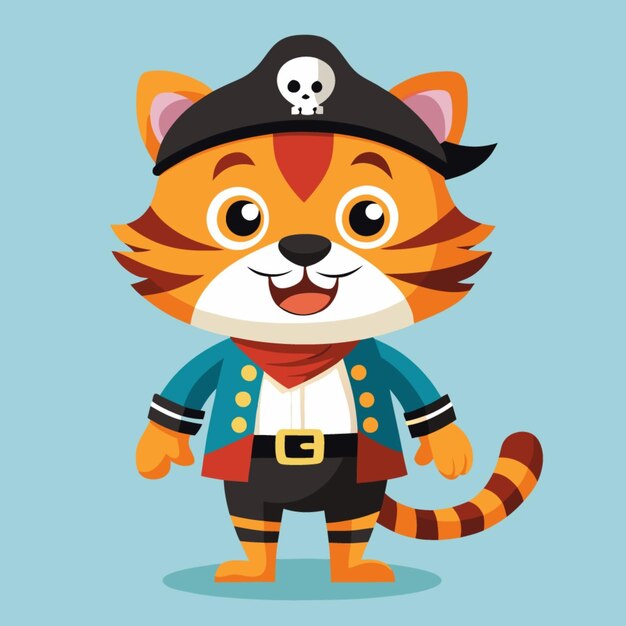 a cartoon cat with a pirate hat and pirate outfit