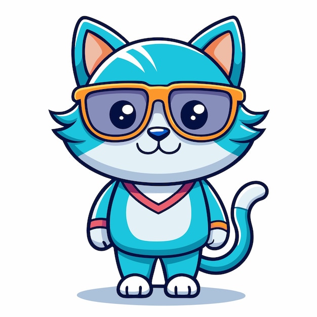 a cartoon cat with sunglasses and a pink background