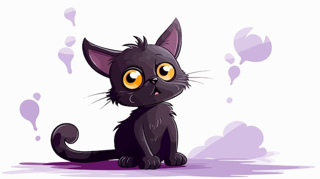 Vector cartoon cat with thought bubble in smooth gradient