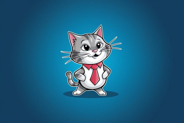 Vector a cartoon cat with a tie on it