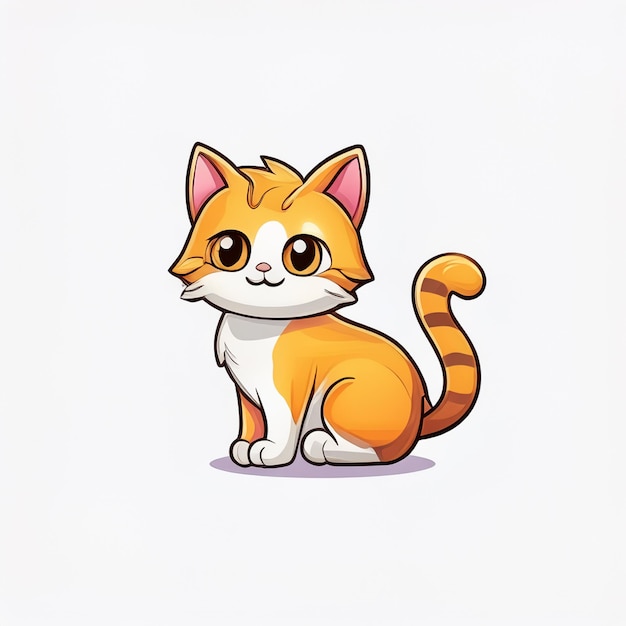 Vector a cartoon cat with a yellow eyes and a white background