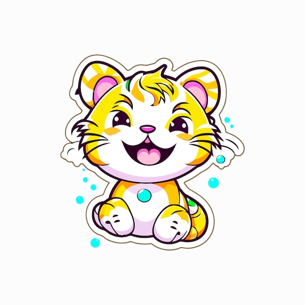 a cartoon cat with a yellow paw print on it