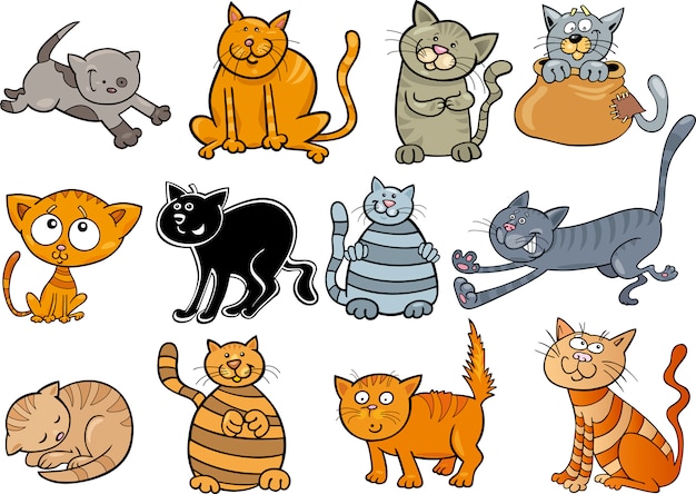 cartoon cats set