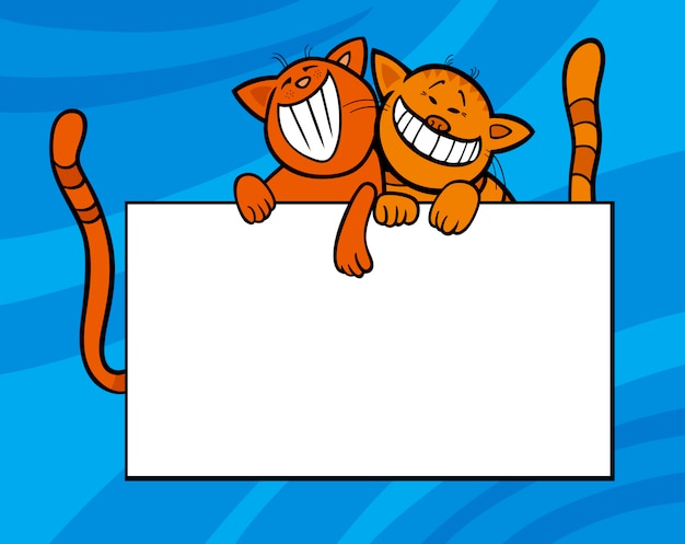 Vector cartoon cats with board or card