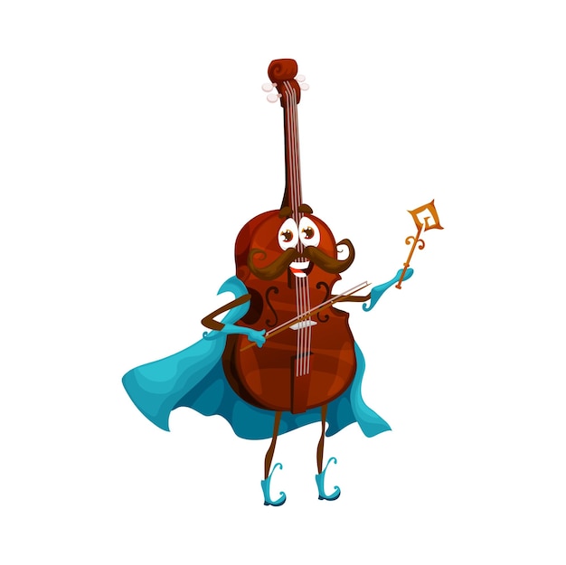 Cartoon cello wizard character violoncello mage