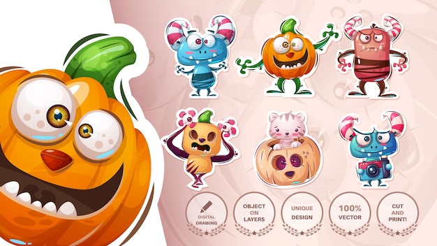 Cartoon character adorable animal sticker Vector eps 10