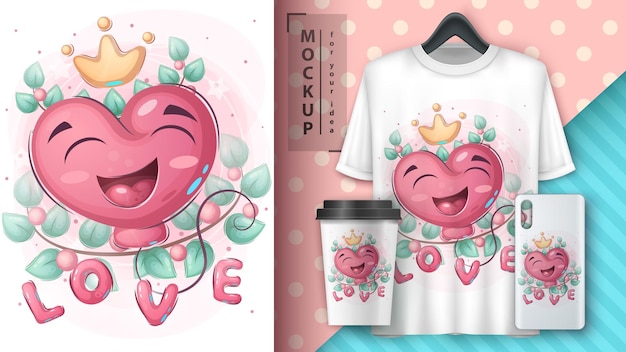 Cartoon character adorable heart valentine