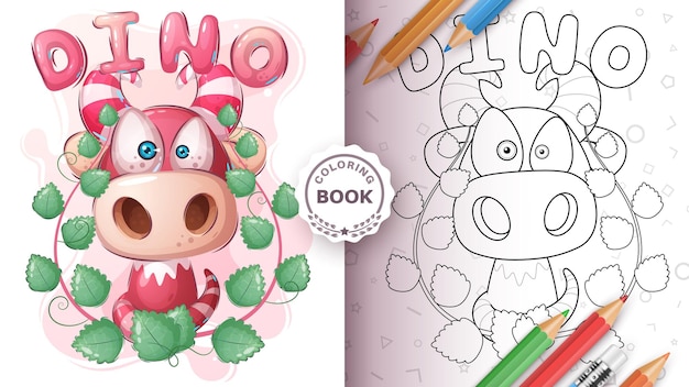 Cartoon character adorable monster dino coloring book