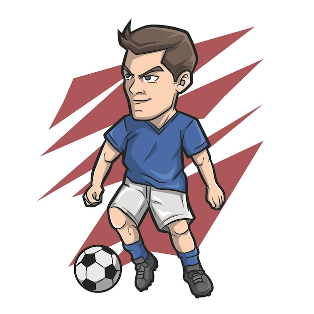 Cartoon character Boy soccer football player vector illustration