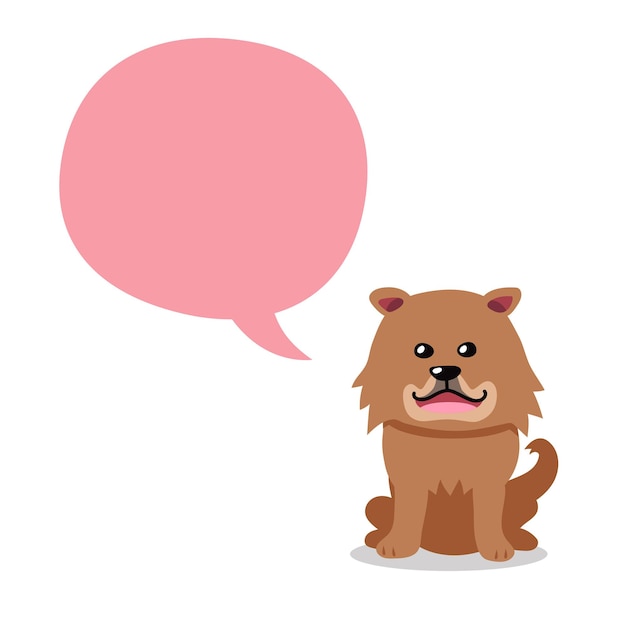 Cartoon character brown dog with speech bubble