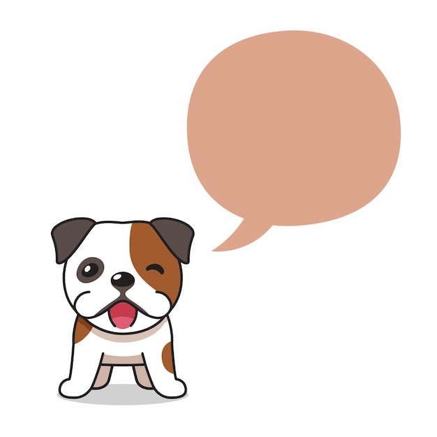 Cartoon character bulldog with speech bubble for design.