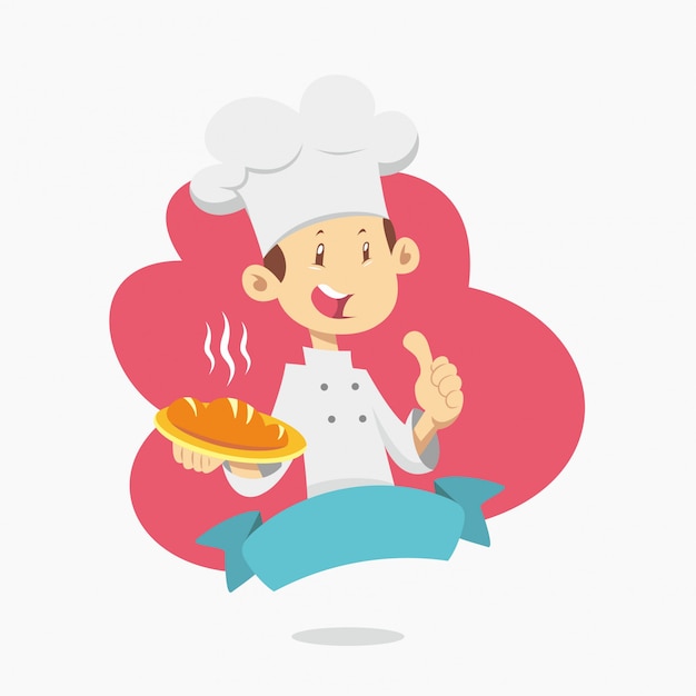 Cartoon character chef with a thumb