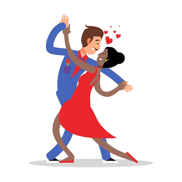 Cartoon character couple dancing  illustration