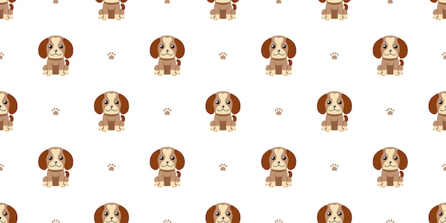 Vector cartoon character cute dog seamless pattern background