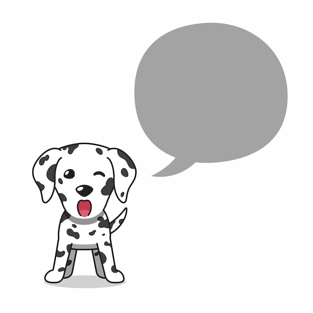 Cartoon character dalmatian dog with speech bubble for design.