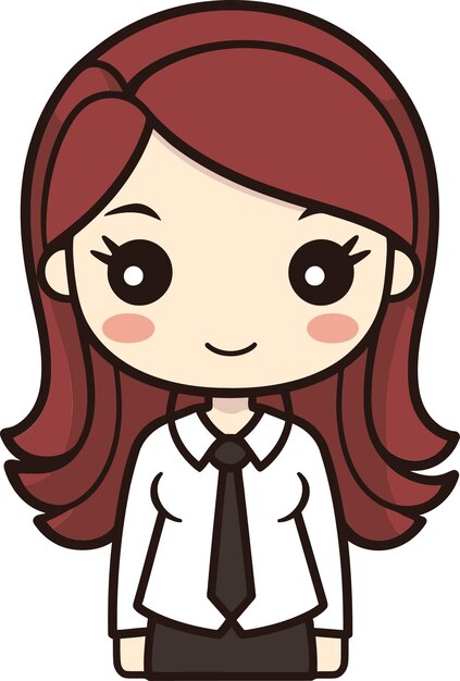 Vector a cartoon character of a girl with red hair and a tie