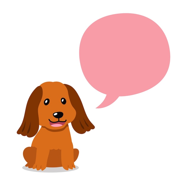 Cartoon character golden retriever dog with speech bubble