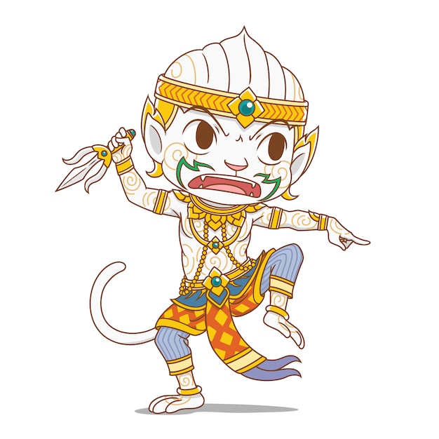 Cartoon character of Hanuman, king monkey character in Thailand's Rammakian epic.