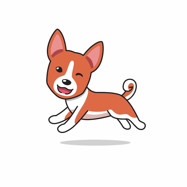 Cartoon character happy basenji dog running