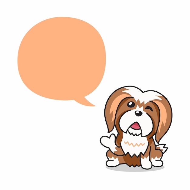 Cartoon character happy lhasa apso dog with speech bubble