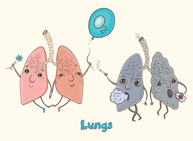 Cartoon character human lungs