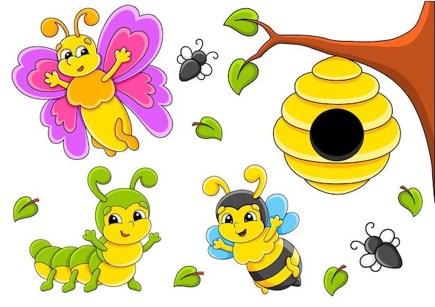 Cartoon character insect Design element Template for your design books stickers cards