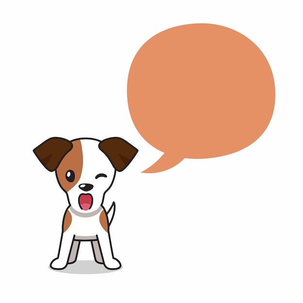 Cartoon character jack russell terrier dog with speech bubble for design.