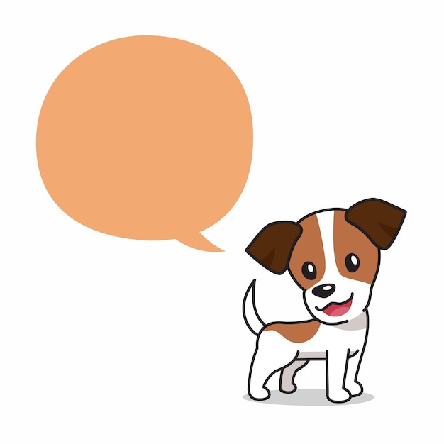 Cartoon character jack russell terrier dog with speech bubble