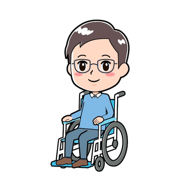 Cartoon character man Wheelchair