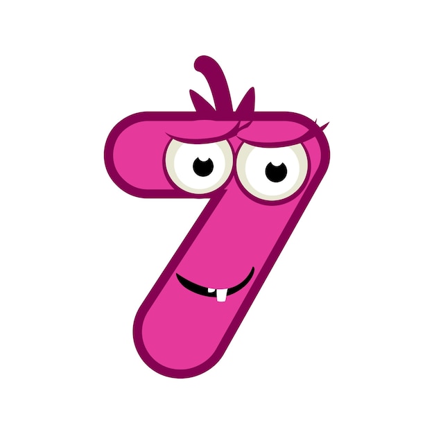 Cartoon Character Number Seven Monster vector numerical 7