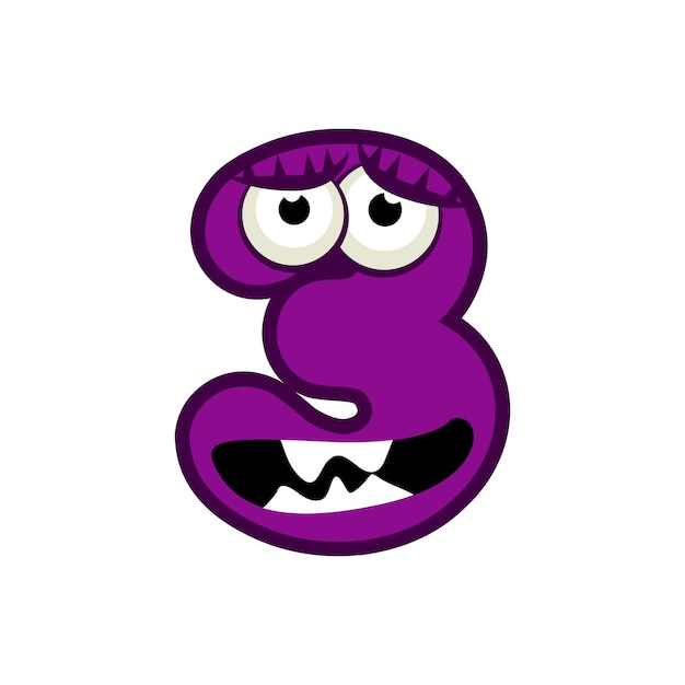 Cartoon Character Number Three Monster vector numerical 3