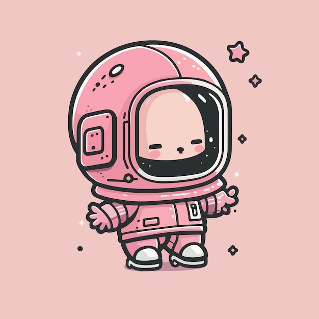 A cartoon character of a pink astronaut.