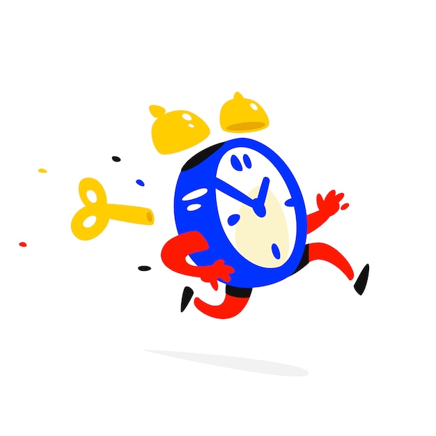 Cartoon character running alarm clock