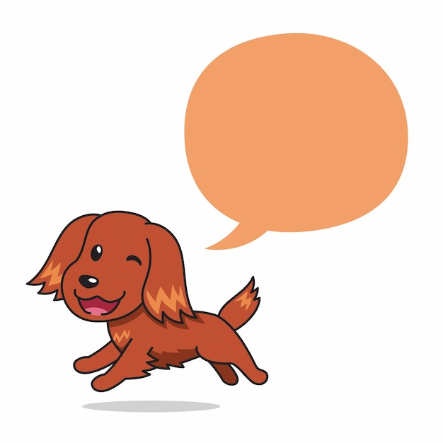 Cartoon character running irish setter dog with speech bubble