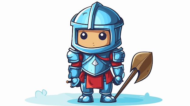 Vector a cartoon character with a blue helmet and a large sword