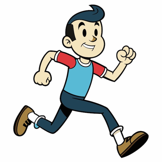 a cartoon character with a blue shirt and a red and white shirt