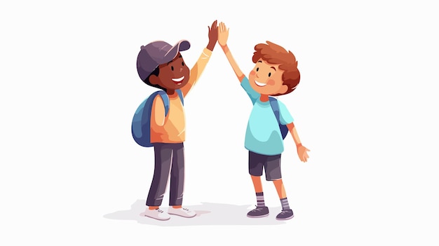 Vector a cartoon character with a boy giving high fives