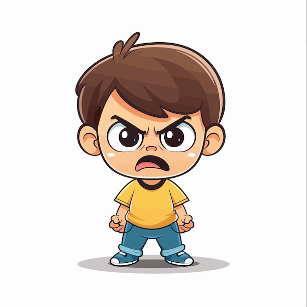 a cartoon character with a cartoon image of a angry looking boy