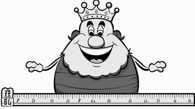 Vector a cartoon character with a crown and a ruler