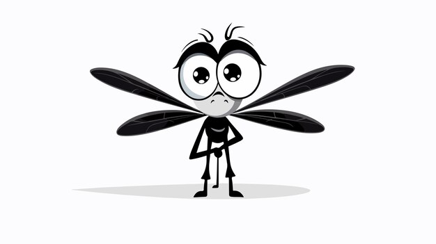 Vector a cartoon character with a dragonfly on his head and the eyes are drawn