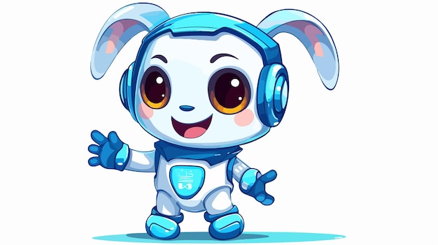 a cartoon character with headphones on and a white background