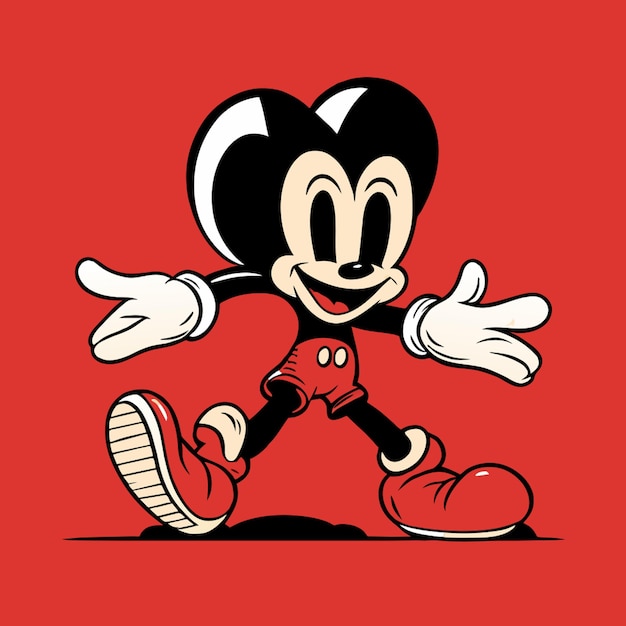 Vector a cartoon character with a red background that says mickey