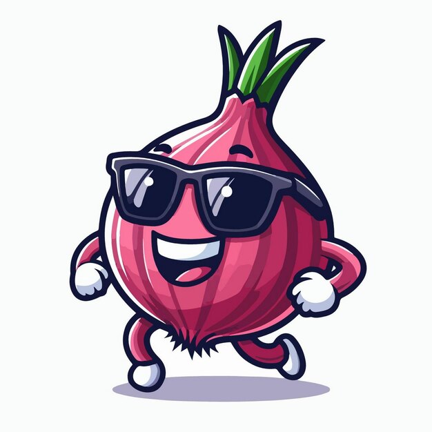 Vector a cartoon character with sunglasses and a pomegranate on his face