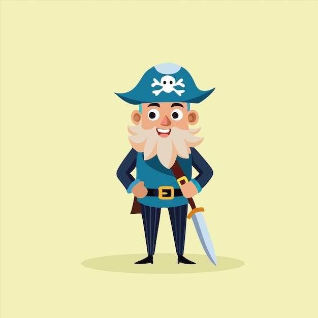 a cartoon character with a sword and a pirate on it