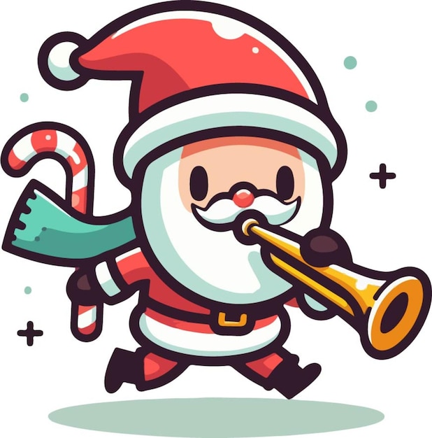 Vector a cartoon character with a trumpet and a santa hat